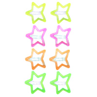 2 on a Card 5cm Assorted Neon Stars Epoxy Hair Snapclips