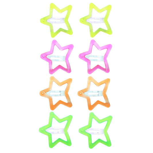 2 on a Card 5cm Assorted Neon Stars Epoxy Snapclips