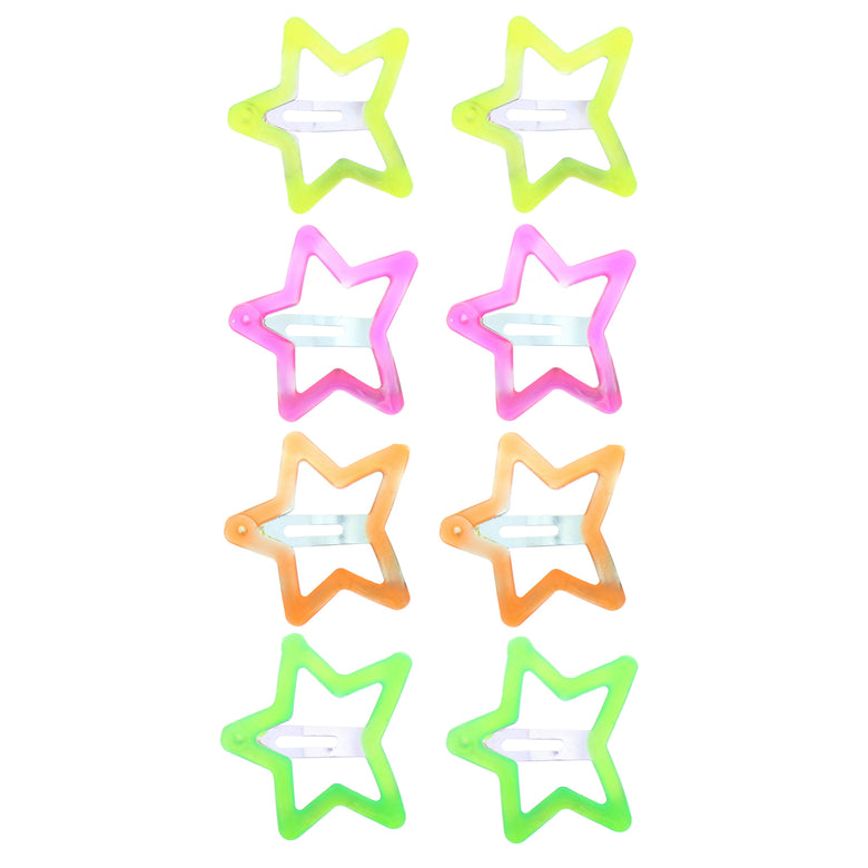 2 on a Card 5cm Assorted Neon Stars Epoxy Snapclips