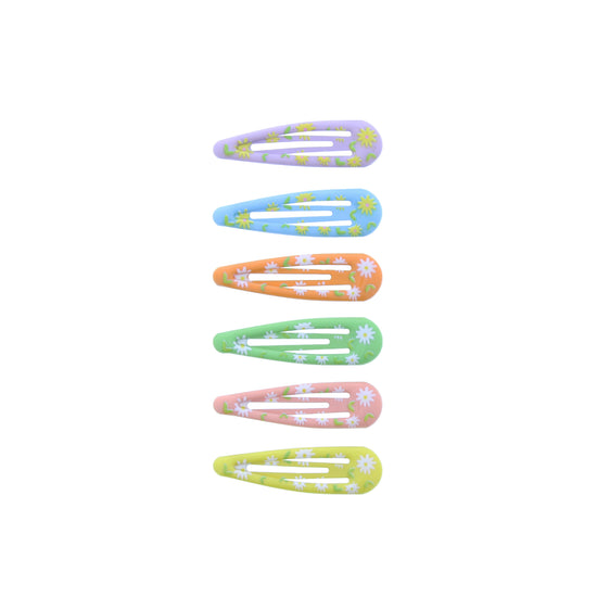6 on a Card 5cm Bright Epoxy Daffodil Hair Snapclips