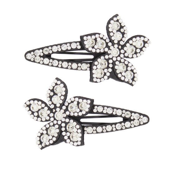 7cm Flower Stone Covered Hair Snapclips