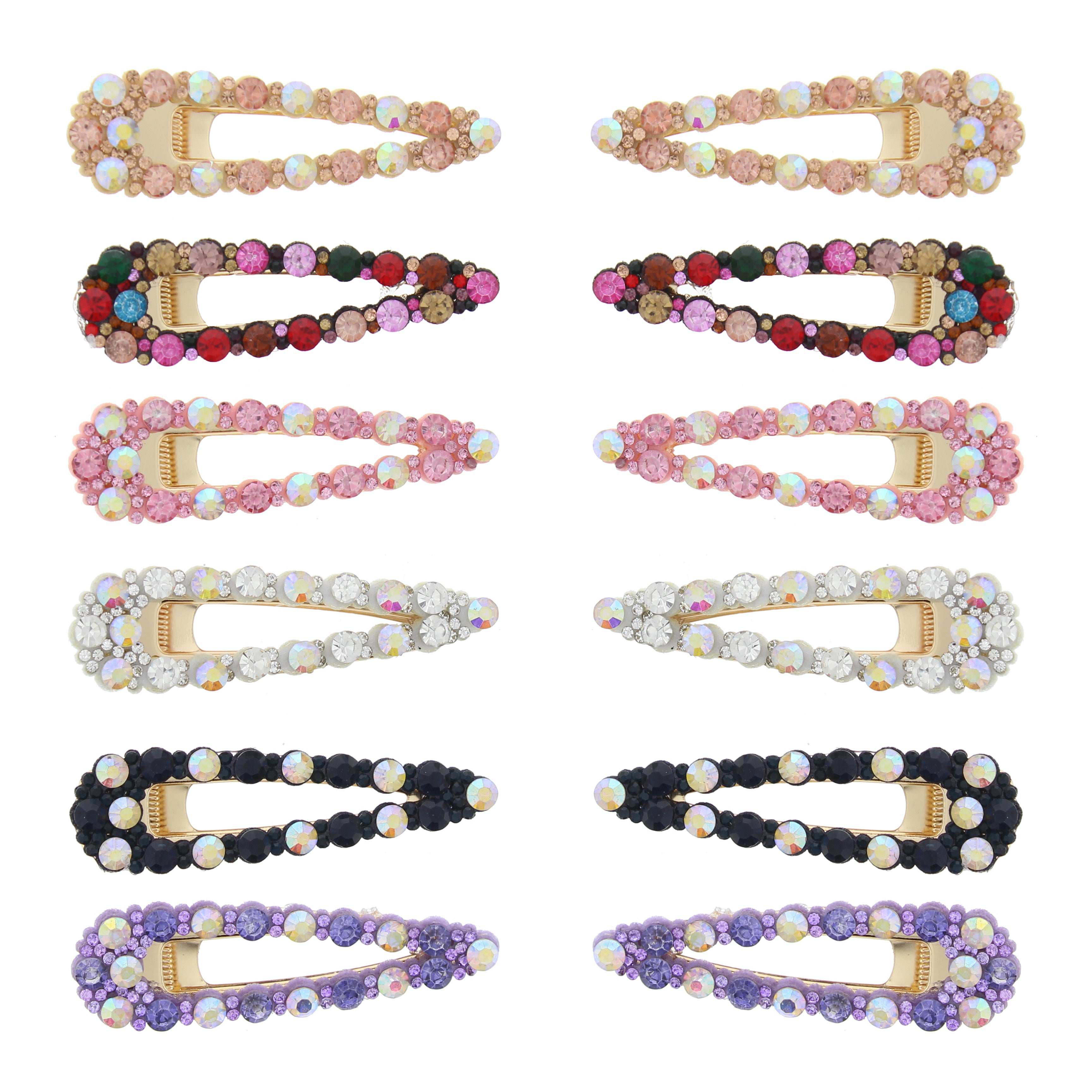 7.5cm Assorted Colour Stone Covered Hair Clips