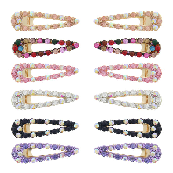 7.5cm Assorted Colour Stone Covered Hair Clips