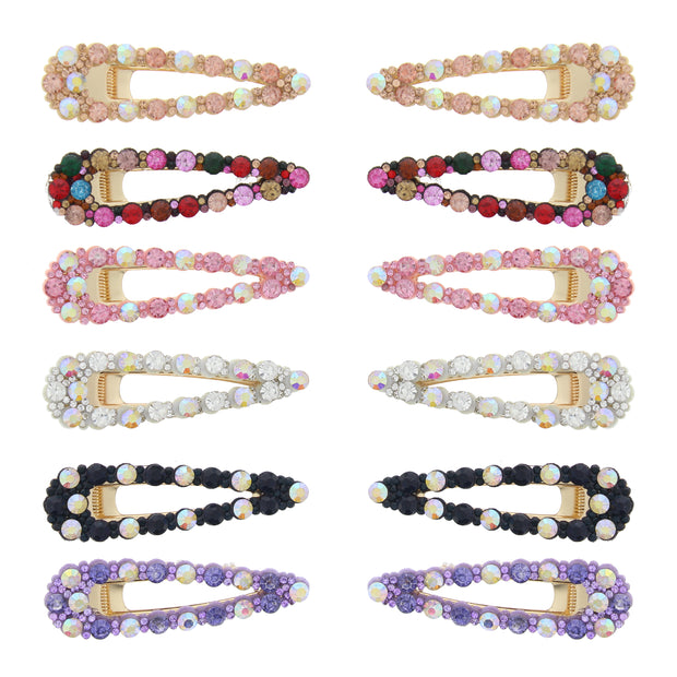 7.5cm Assorted Colour Stone Covered Hair Clips