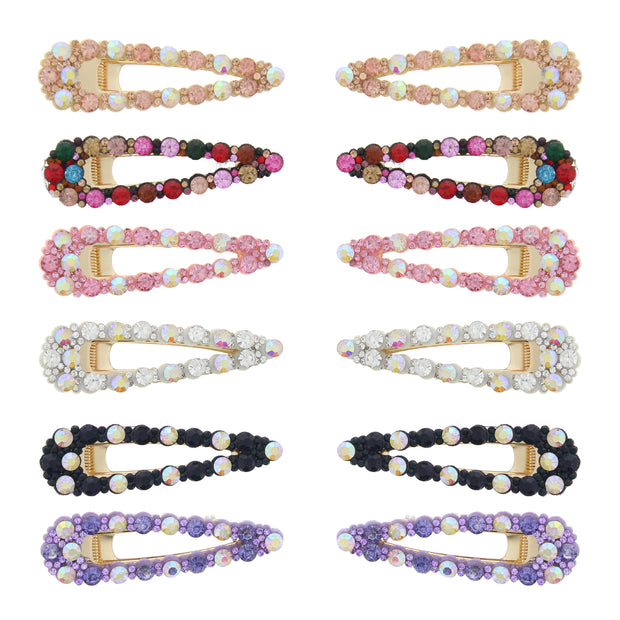 7.5cm Assorted Colour Stone Covered Hair Clips