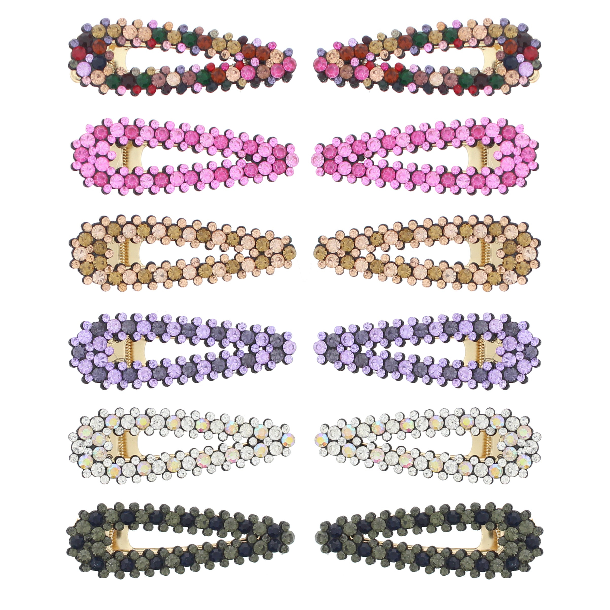 7.5cm Assorted Colour Stone Covered Hair Clips