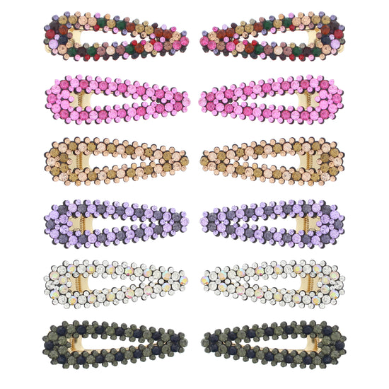 7.5cm Assorted Colour Stone Covered Hair Clips