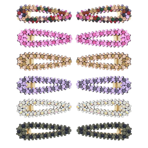 7.5cm Assorted Colour Stone Covered Hair Clips