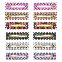 7.5cm Assorted Colour Stone Covered Rectangular Shaped Hair Clips
