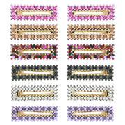7.5cm Assorted Colour Stone Covered Rectangular Shaped Hair Clips