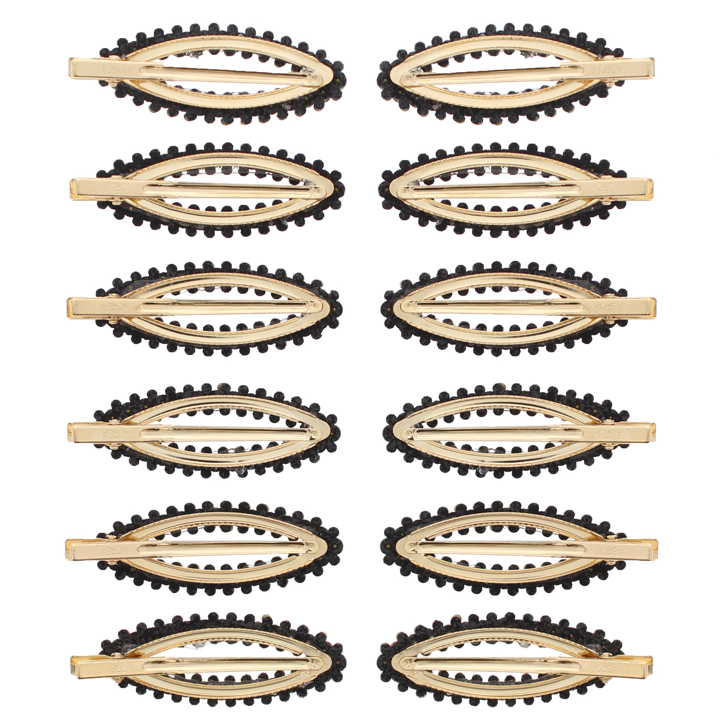 7.5cm Assorted Colour Stone Covered Oval Hair Clips