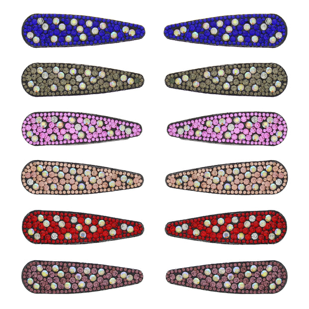 7.5cm Assorted Multicoloured AB Stone Covered Snap Clips