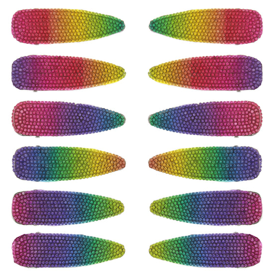 8cm Rainbow Stone Covered Concord Hair Clips