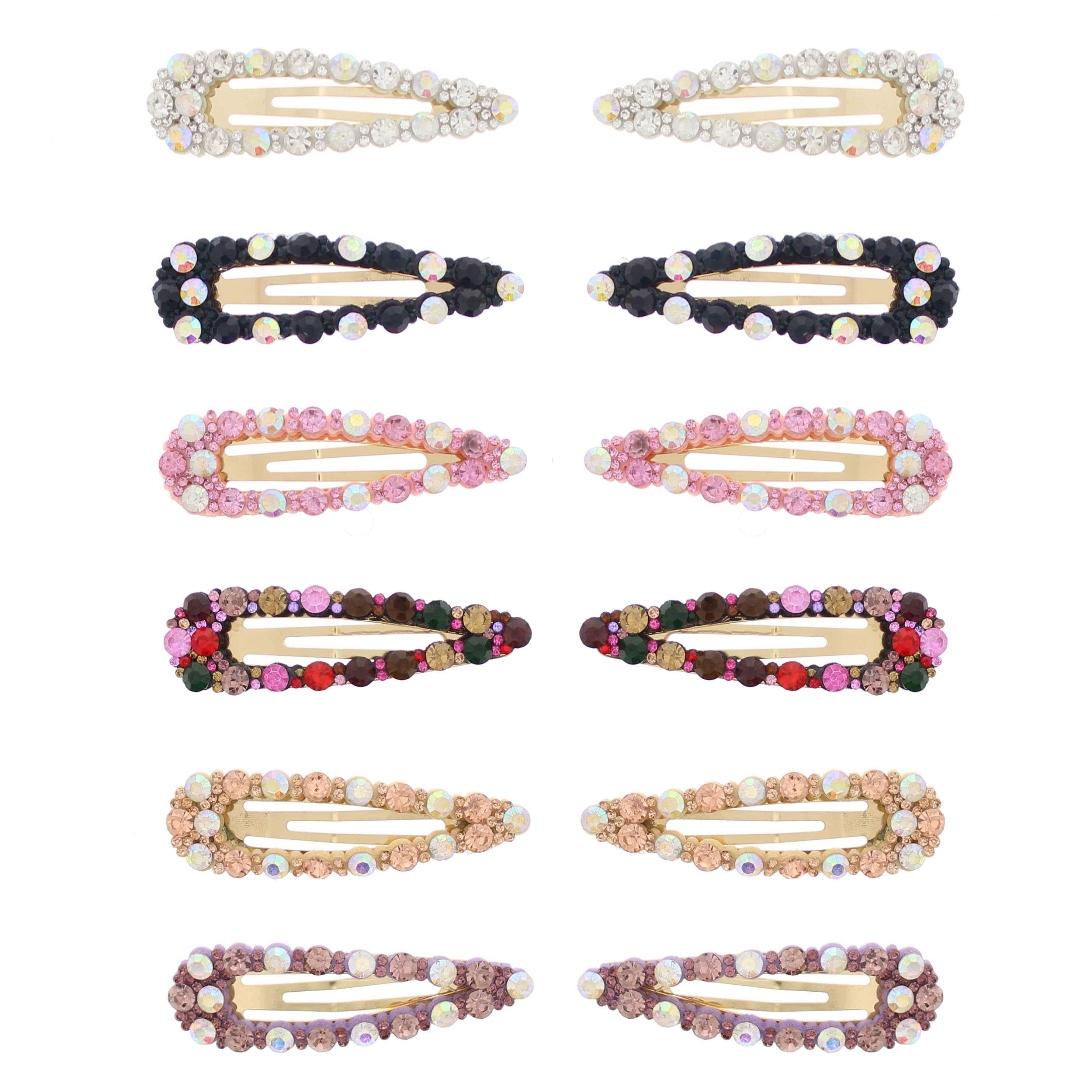 7.5cm Assorted Colour Stone Hair Snapclips