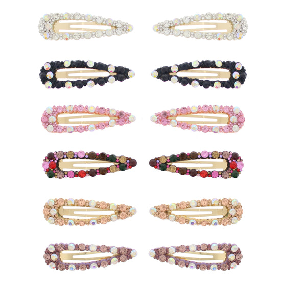 7.5cm Assorted Colour Stone Hair Snapclips