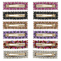 7.5cm Assorted Colour Stone Rectangular Hair Snapclips