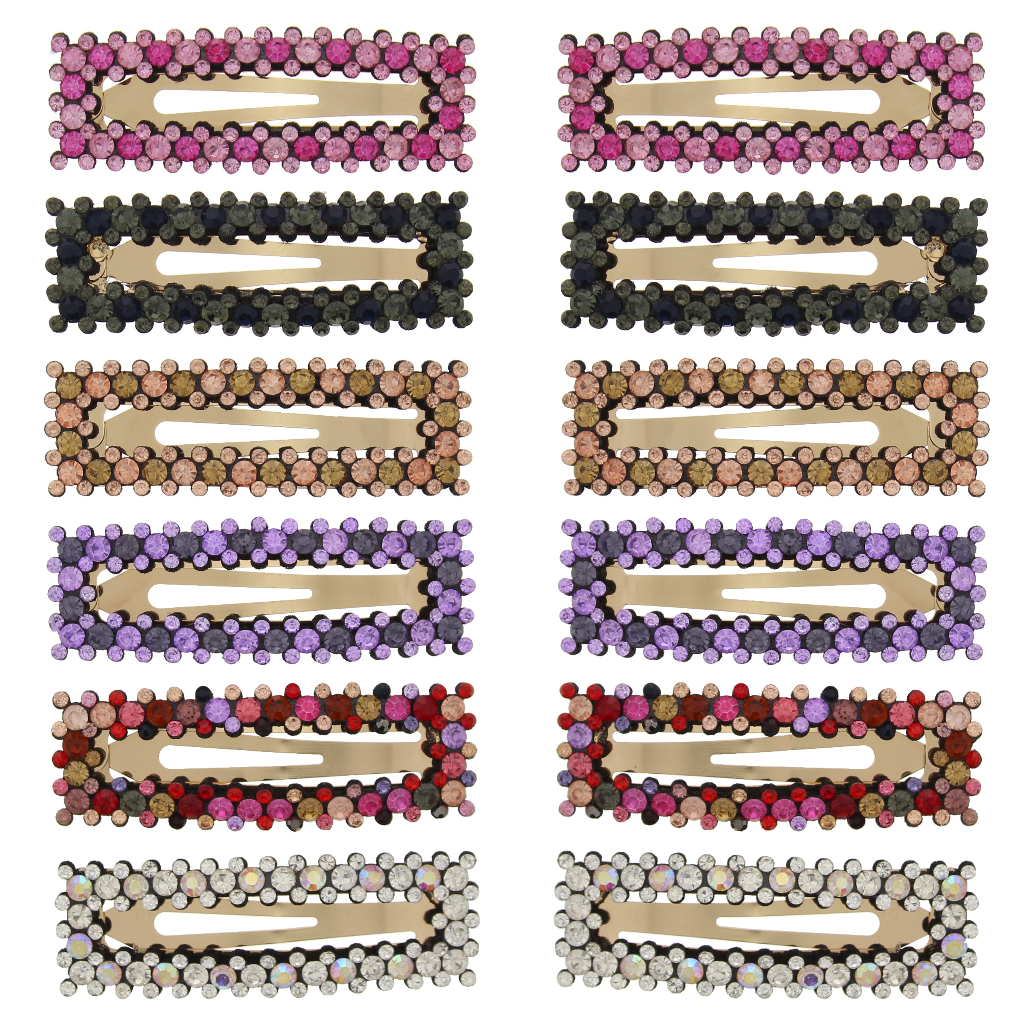 7.5cm Assorted Colour Stone Rectangular Hair Snapclips