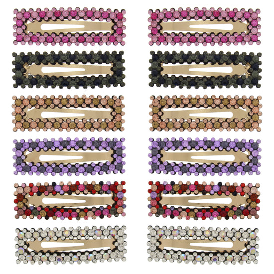 7.5cm Assorted Colour Stone Rectangular Hair Snapclips