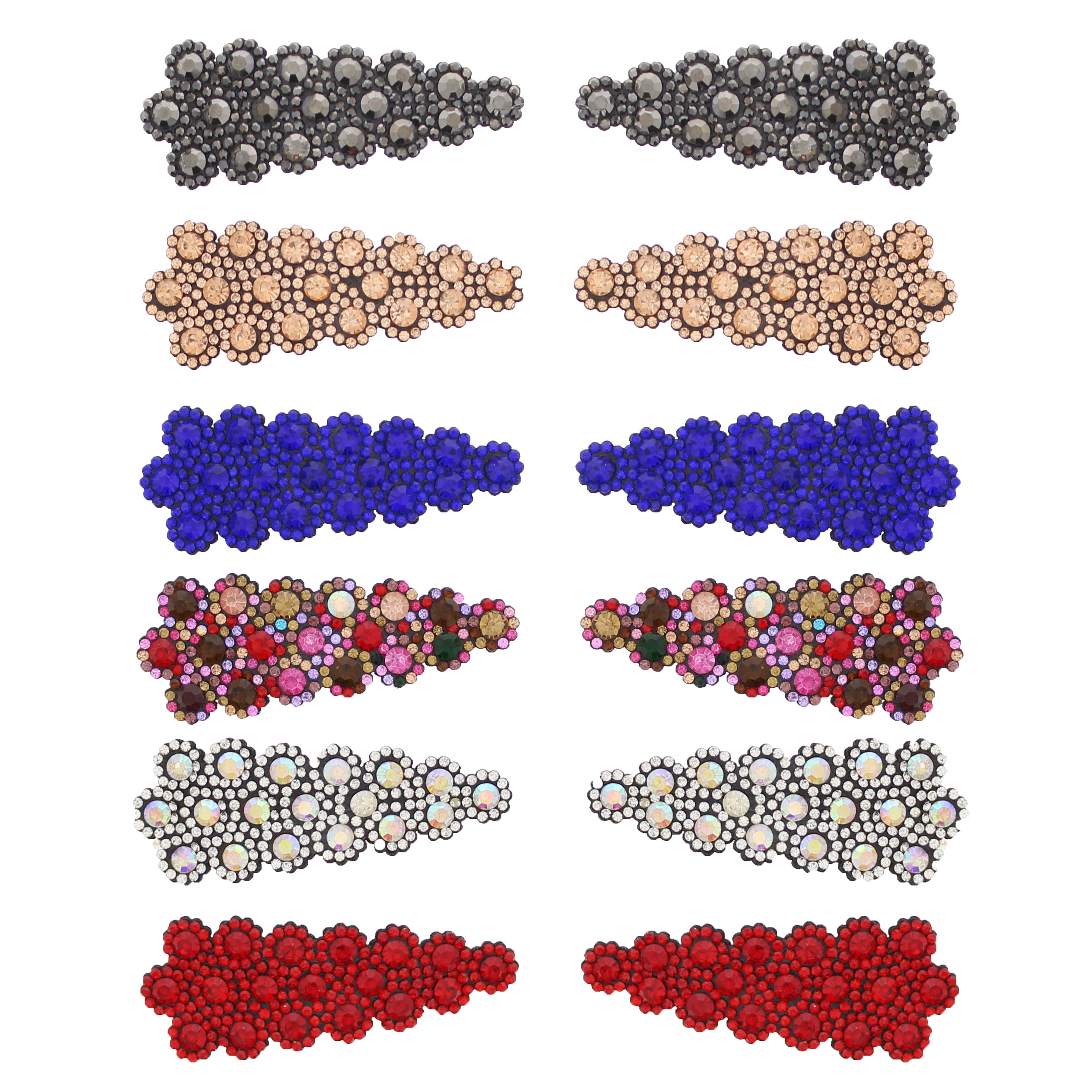 7.5cm Colour Stone Covered Rectangular Hair Snapclips
