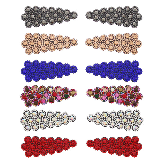 7.5cm Colour Stone Covered Rectangular Hair Snapclips
