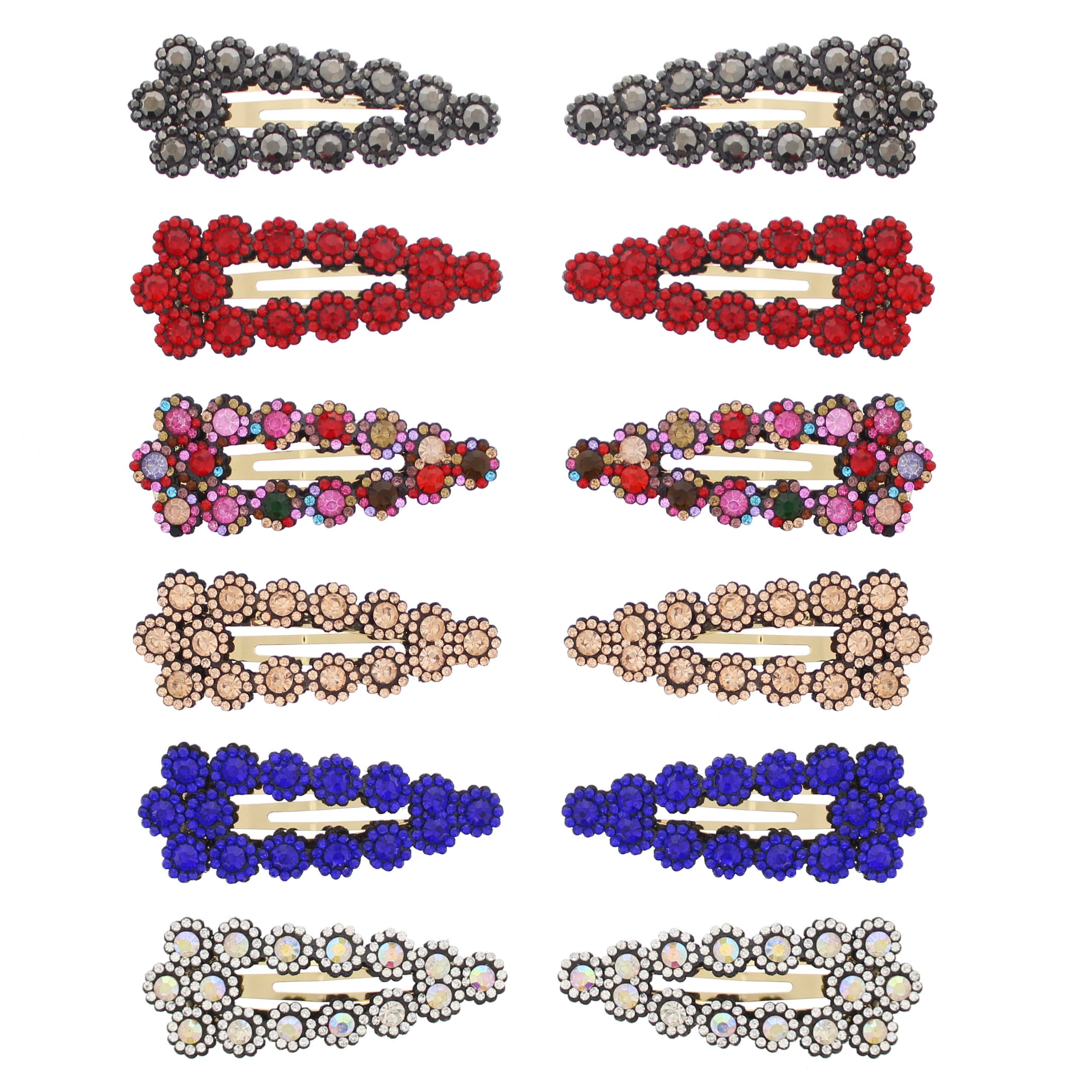 7.5cm Colour Stone Rectangular Hair Snapclips