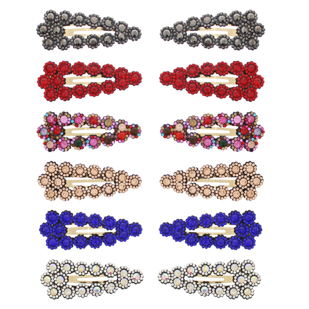 7.5cm Assorted Colour Stone Covered Rectangular Shaped Snapclips