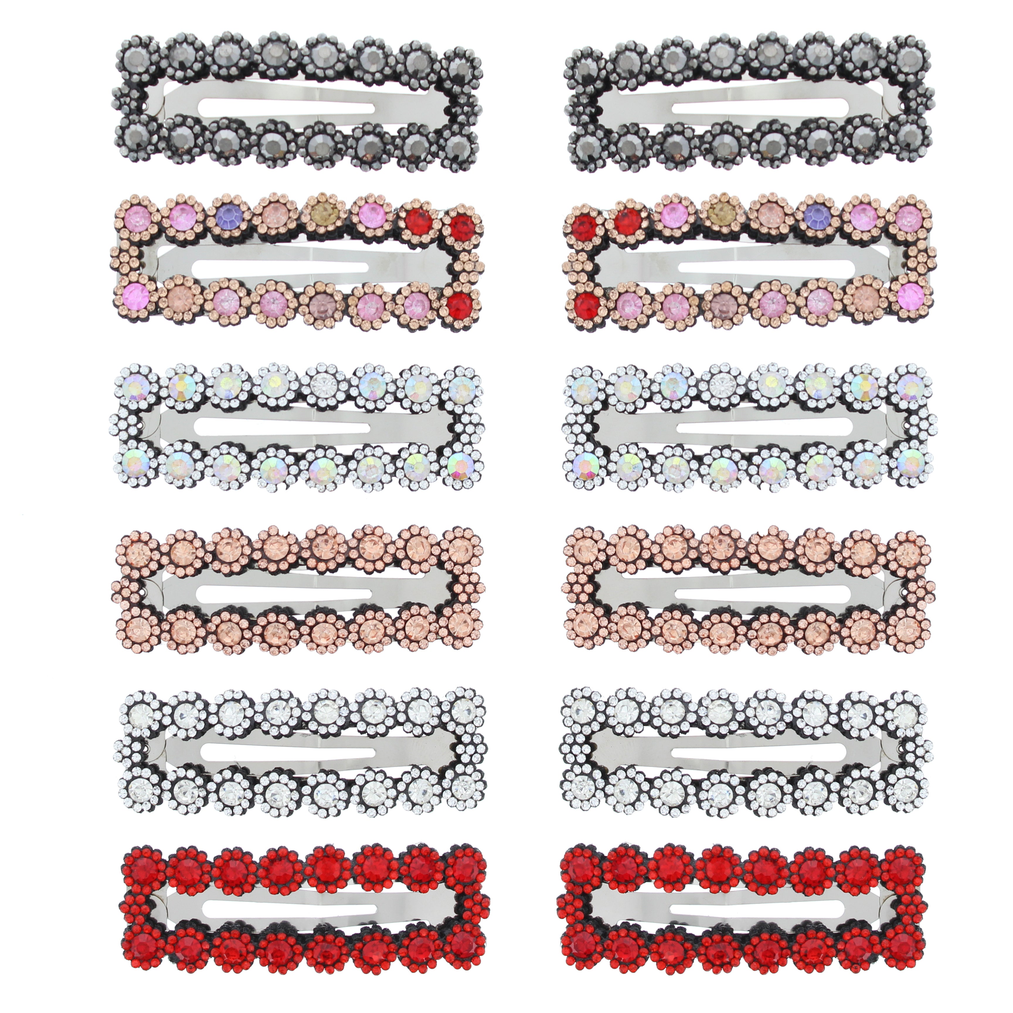 8cm Assorted Stone Covered Hair Snap Clips