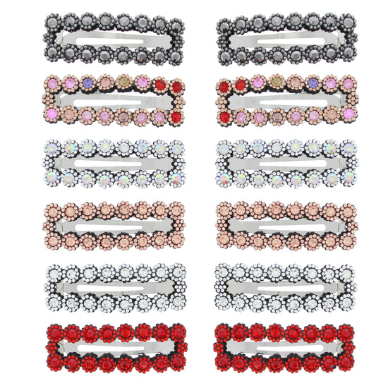 8cm Assorted Stone Covered Hair Snap Clips