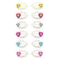 5cm Polka Dot Hair Snapclips with Teddy Bear Heart