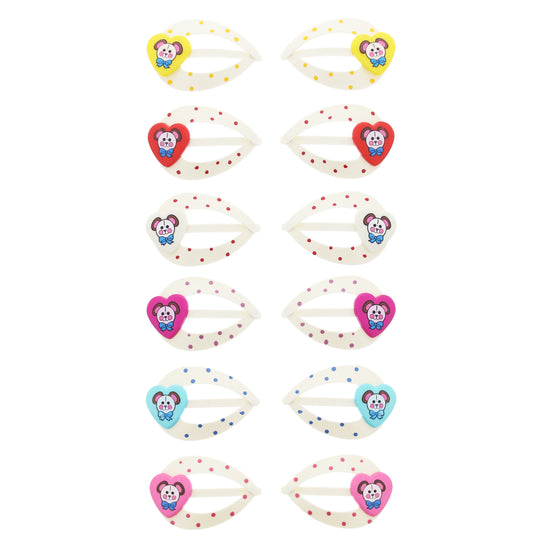 5cm Polka Dot Hair Snapclips with Teddy Bear Heart