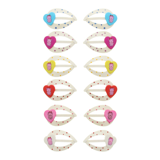 5cm Polka Dot Hair Snapclips with Cat Heart