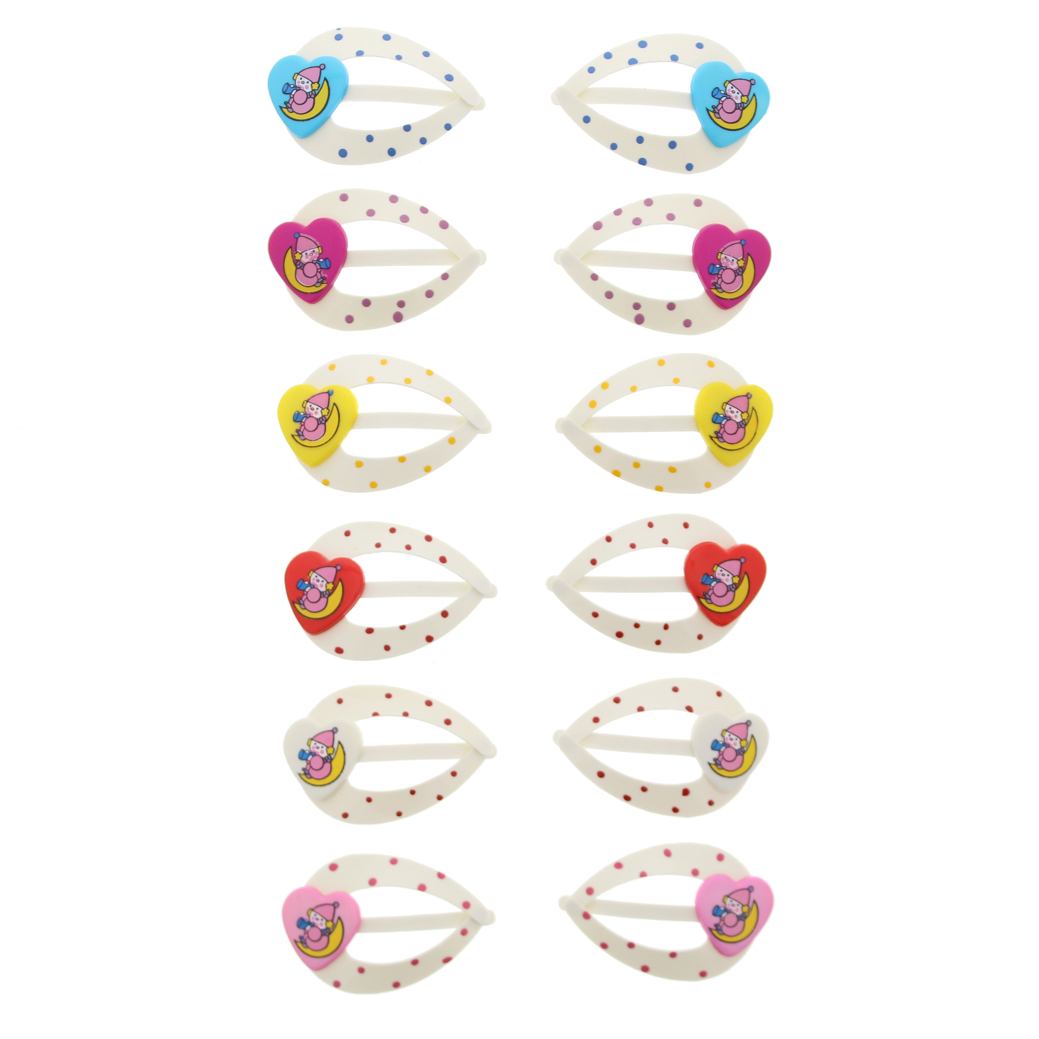 5cm Polka Dot Hair Snapclips with Clown Heart