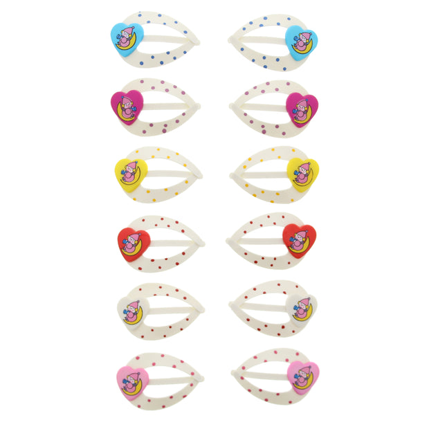 5cm Polka Dot Snapclips with Clown Heart