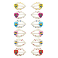 5cm Polka Dot Hair Snapclips with Caterpillar Heart