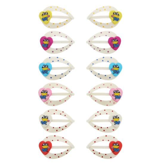 5cm Polka Dot Hair Snapclips with Caterpillar Heart