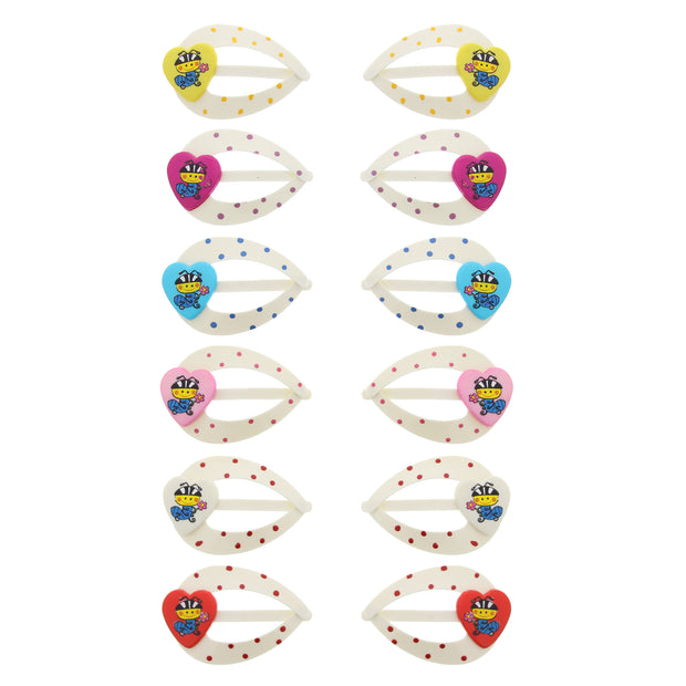 5cm Polka Dot Snapclips with Caterpillar Heart