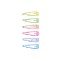 6 on a Card 5cm Pastel Glitter Circle Epoxy Hair Snapclips