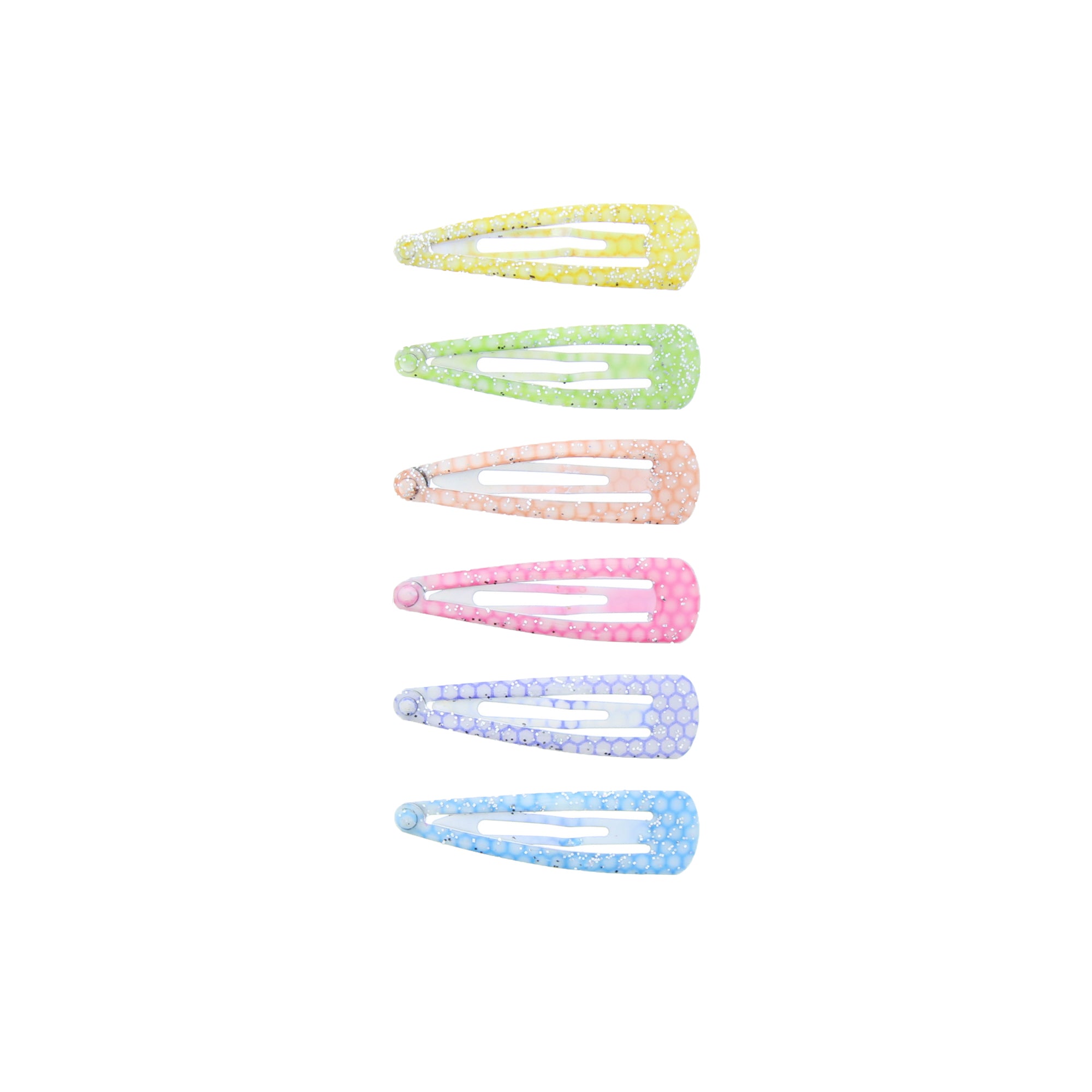 6 on a Card 5cm Pastel Glitter Circle Epoxy Hair Snapclips