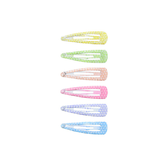 6 on a Card 5cm Pastel Glitter Circle Epoxy Hair Snapclips