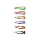 6 on a Card 5cm Bright Floral Print Epoxy Hair Snapclips