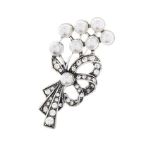 Bow Shaped Brooch with Clear Crystal Stones