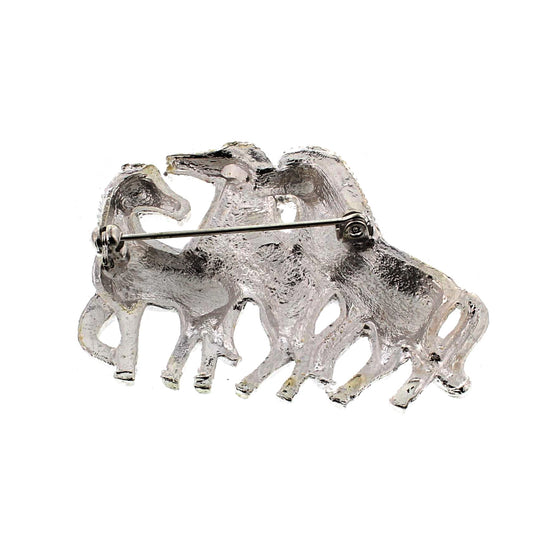 3 Horses with Diamante Stones Brooch