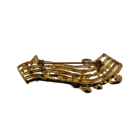 Musical Note Themed Golden Brooch