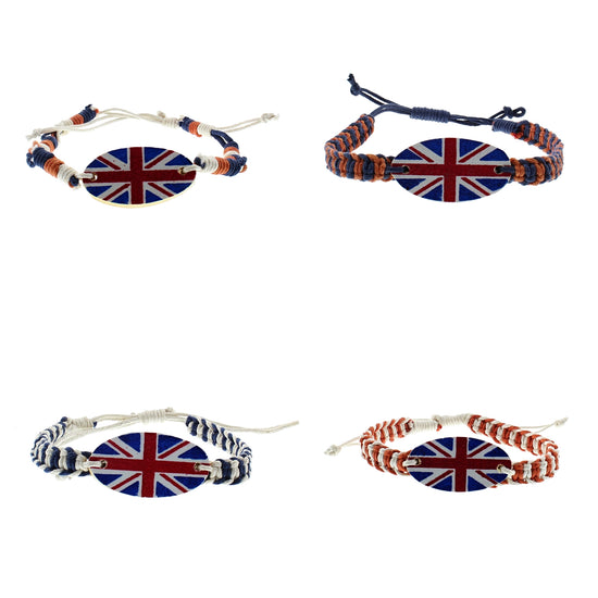 Assorted Union Jack Braided Bracelets - 4 Designs