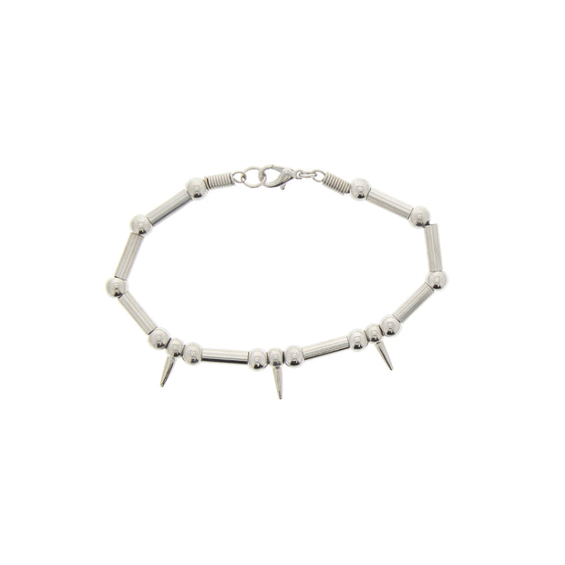 Triple Silver Spike & Ball Bar Bracelet