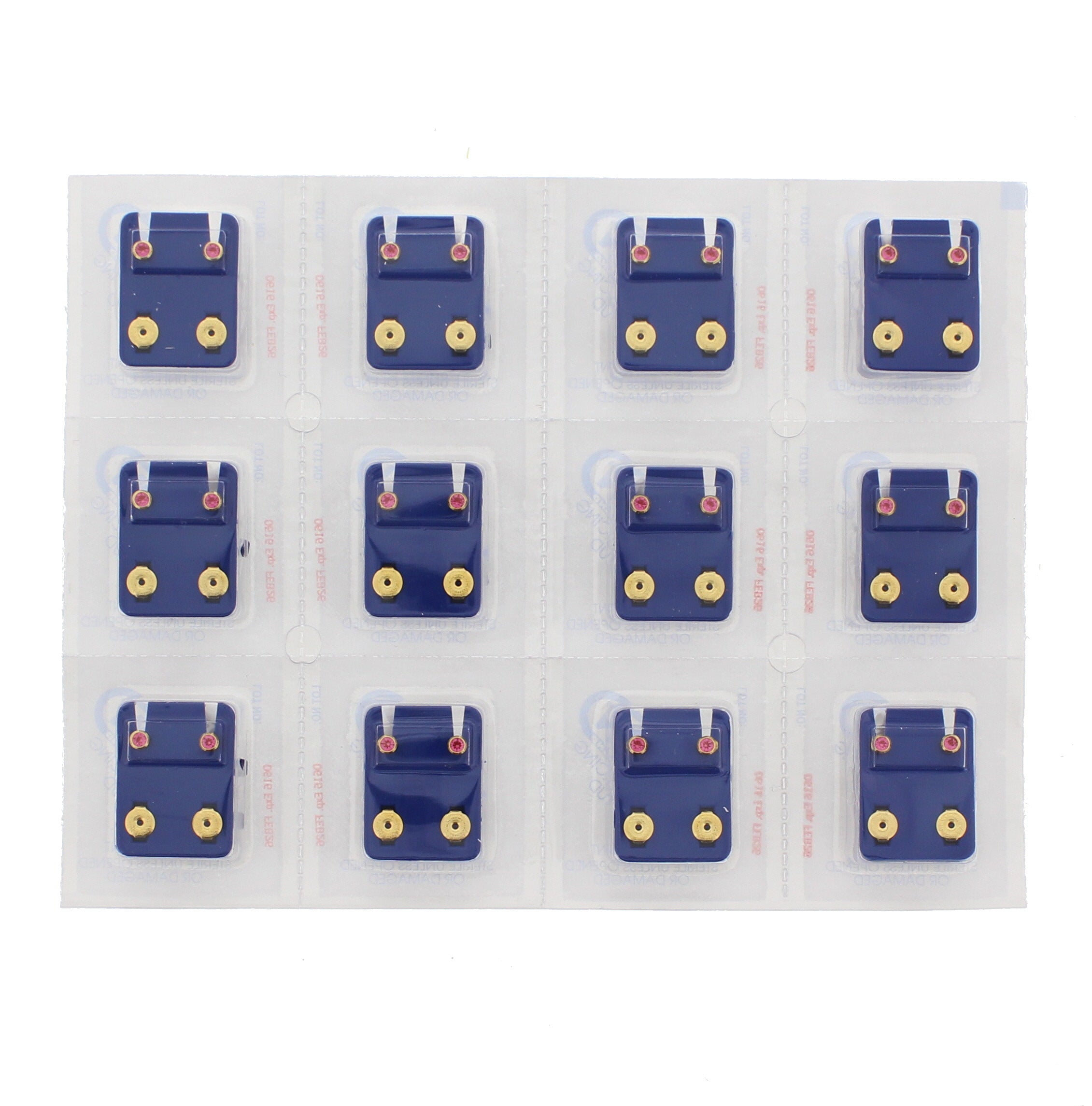 Rose Zircon Stone Gold Plated Caflon Ear Studs