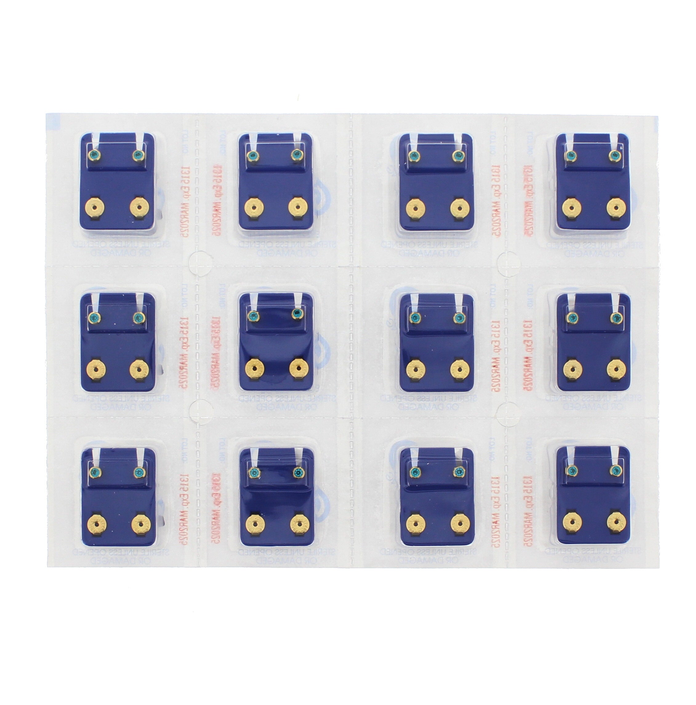 4mm Blue Zircon Stone Gold Plated Caflon Ear Studs