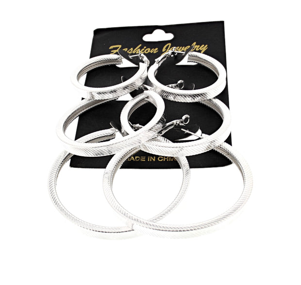 3 on a Card Engraved Thick Hoop Earrings