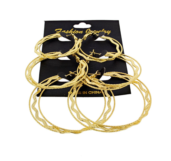 3 on a Card Multi-Hoop Patterned Earrings