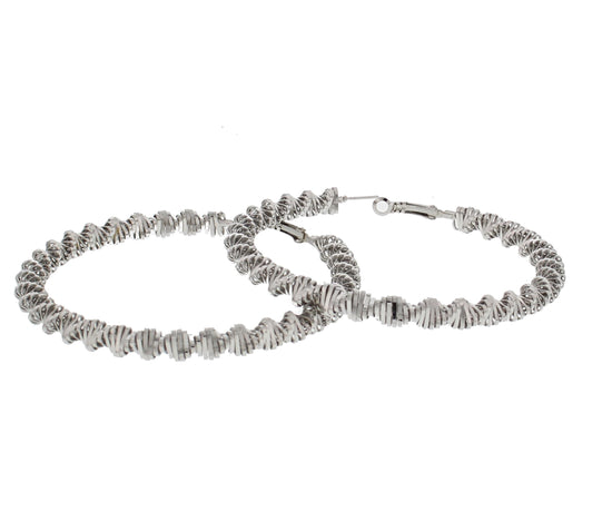 Large Silver Twisted Hoop Earrings